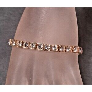 Vintage Rhinestone Tennis Bracelet Large Clear Stones